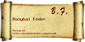 Bonyhai Fodor névjegykártya